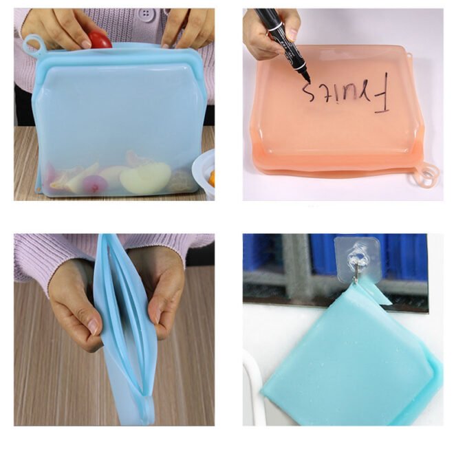 Reusable 100% Silicone Food Storage Bags Sandwich Snack Bags New Generation Stand Up Zip Container for Soup and Leftovers Plastice & BPA Free Microwave - Image 5