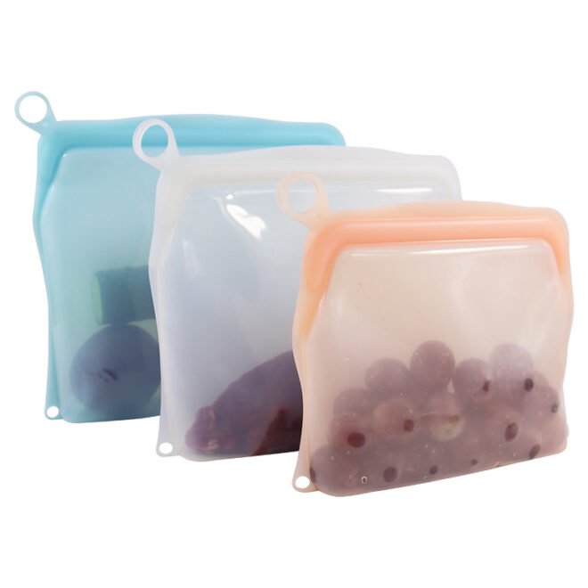 Reusable 100% Silicone Food Storage Bags Sandwich Snack Bags New Generation Stand Up Zip Container for Soup and Leftovers Plastice & BPA Free Microwave