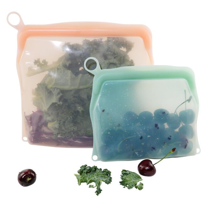 Reusable 100% Silicone Food Storage Bags Sandwich Snack Bags New Generation Stand Up Zip Container for Soup and Leftovers Plastice & BPA Free Microwave - Image 6