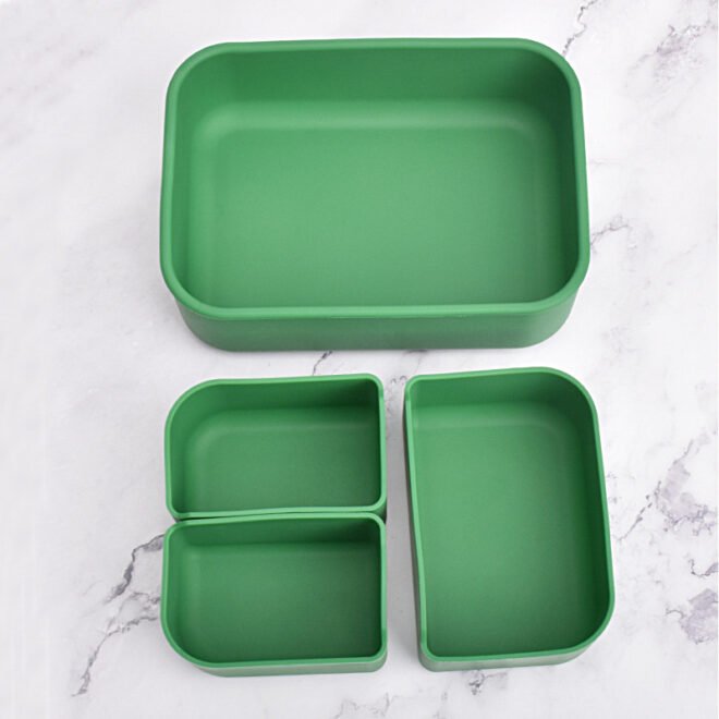 Silicone Bento Box 3 Removable Compartments BPA-Free Leak-Resistant Dishwasher and Microwave Safe Perfect for Work Travel & Meal Prep - Image 3