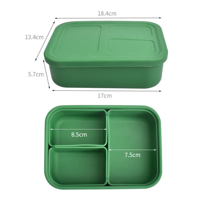 Silicone Bento Box 3 Removable Compartments BPA-Free Leak-Resistant Dishwasher and Microwave Safe Perfect for Work Travel & Meal Prep - Image 2
