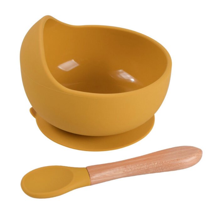 Food Grade Silicone Bowl and Spoon Set Self Feeding Baby Toddler Dishes & Utensils Silicone Feeding Set