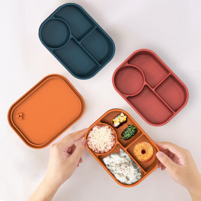 Silicone Lunch Bento Box for Adults and Kids Microwave Reusable Dishwasher and Freezersafe with Separate Compartments - Image 4