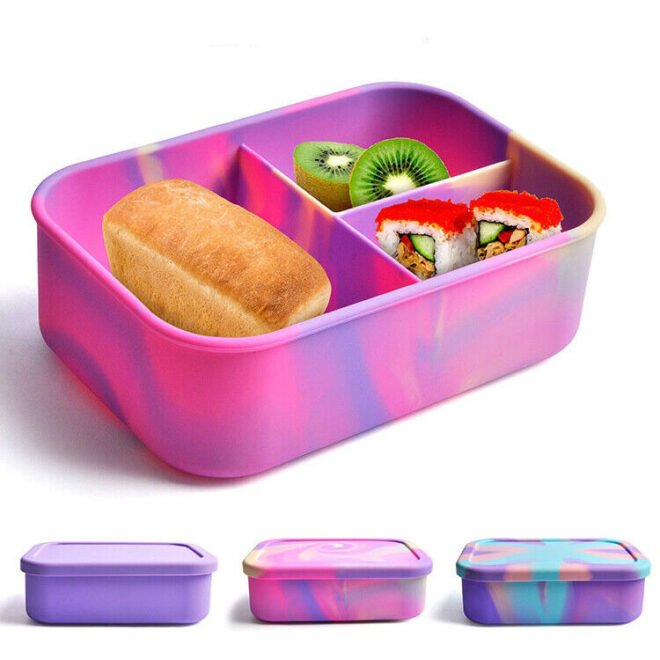 100% Food-Grade Silicone Silicone Lunch Box for Adults & Kids Leak-Proof Design, | Microwavable & Portable For All Occasions - Image 2