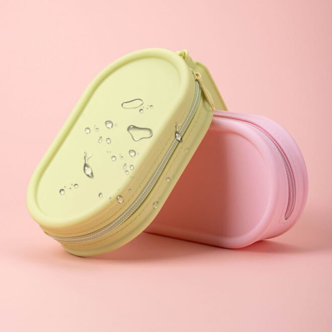 Silicone Cosmetic Bags for Women and Girls Cosmetic Organizer Case with Zipper Waterproof Travel Toiletry Bag Skincare Pouch with Handle Silicone Travel Makeup Bag - Image 6