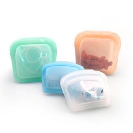 50ml 80ml 100% Pure Non-toxic Platinum Food Grade Small Pill Bag Silicone Bag Multi-function Silicone Coin Purse Earphone Bag