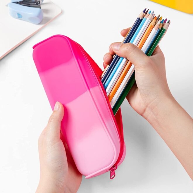 Silicone Pencil Case Portable Waterproof Pencil Pouch Gradient color Multifunctional for Pencils Makeup Organizer Travel Cosmetics Gifts for Women - Image 4