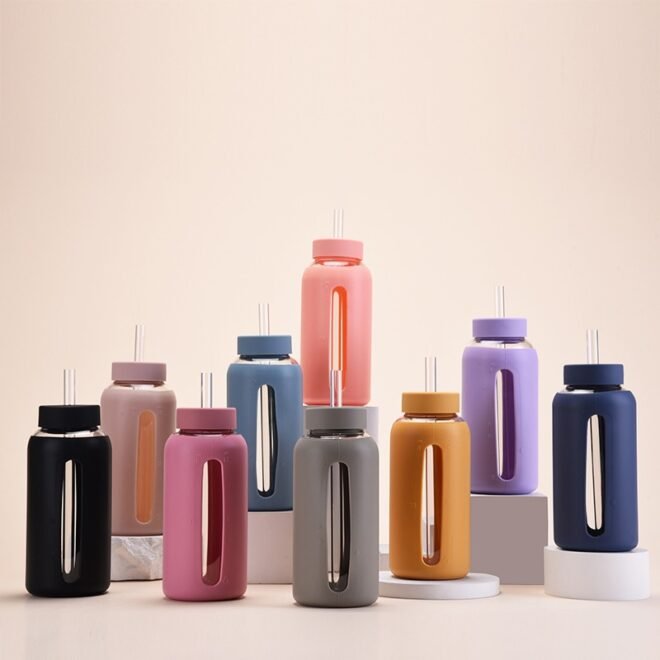 Glass Water Bottles Large Sports Water Bottle With Silicone Sleeve - Image 6