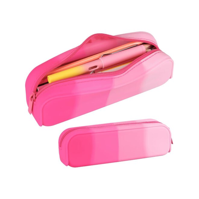 Silicone Pencil Case Portable Waterproof Pencil Pouch Gradient color Multifunctional for Pencils Makeup Organizer Travel Cosmetics Gifts for Women