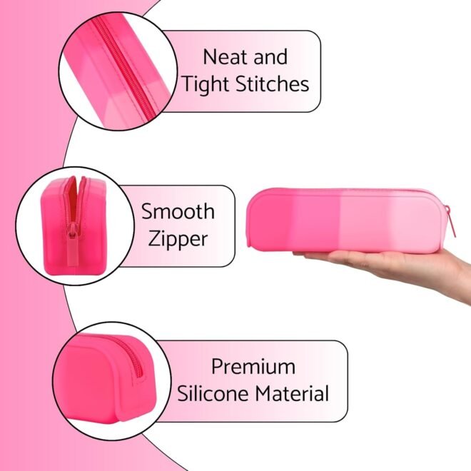 Silicone Pencil Case Portable Waterproof Pencil Pouch Gradient color Multifunctional for Pencils Makeup Organizer Travel Cosmetics Gifts for Women - Image 2