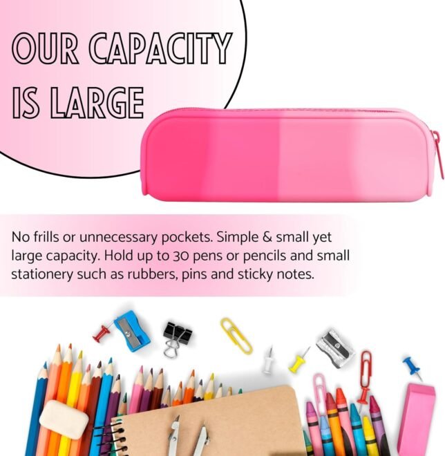 Silicone Pencil Case Portable Waterproof Pencil Pouch Gradient color Multifunctional for Pencils Makeup Organizer Travel Cosmetics Gifts for Women - Image 3