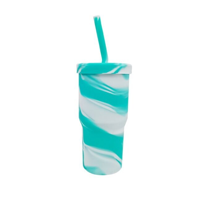 Colorful Water Cups Silicone Straw Tumbler Silicone Cup with Lids & Straws - Image 4