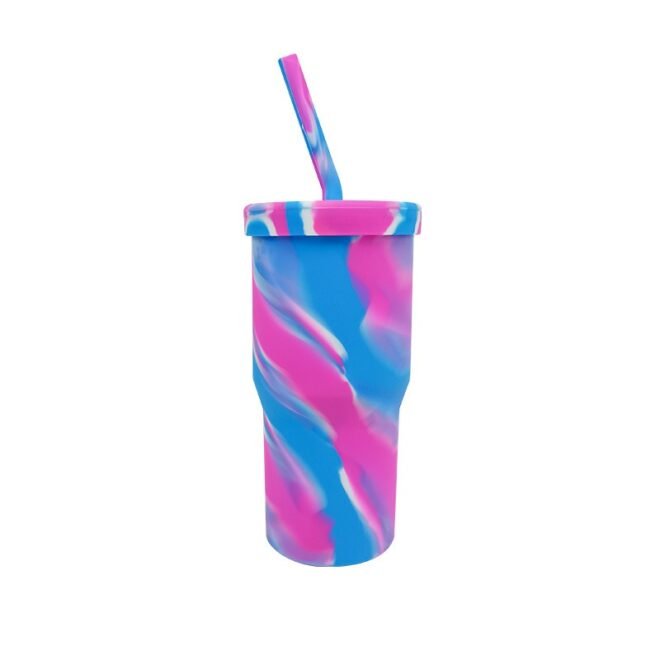 Colorful Water Cups Silicone Straw Tumbler Silicone Cup with Lids & Straws - Image 5