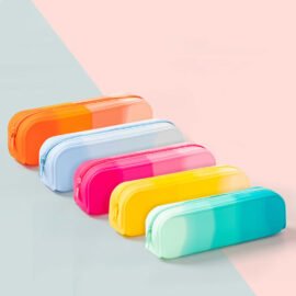 Silicone Pencil Case Portable Waterproof Pencil Pouch Gradient color Multifunctional for Pencils Makeup Organizer Travel Cosmetics Gifts for Women