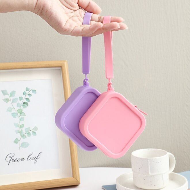 Coin Purse for Women and Girls Silicone Change Purse Square Coin Pouch with Multi-usage Colorful Coin Wallet for Change - Image 2