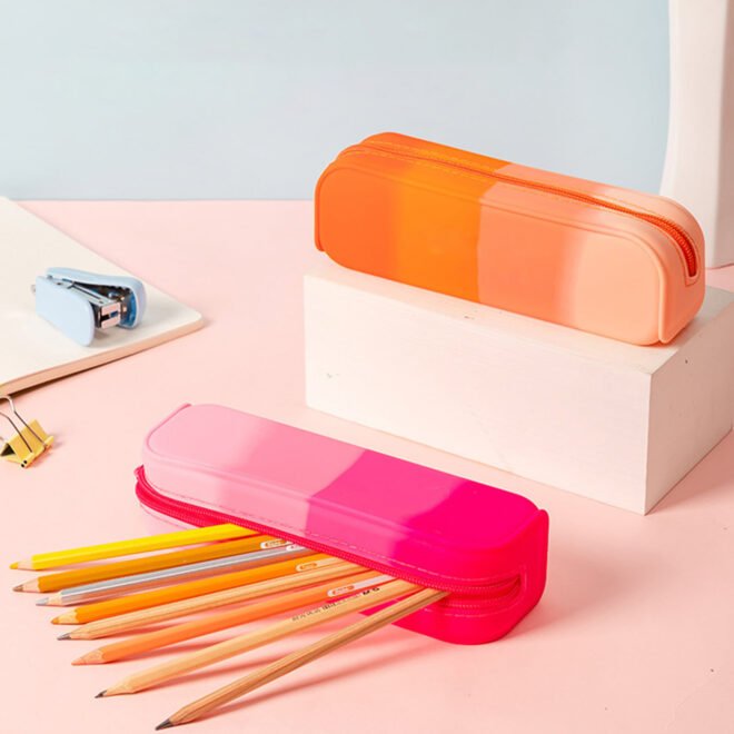 Silicone Pencil Case Portable Waterproof Pencil Pouch Gradient color Multifunctional for Pencils Makeup Organizer Travel Cosmetics Gifts for Women - Image 2