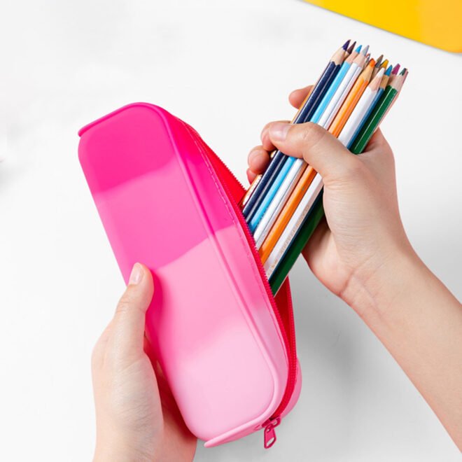 Silicone Pencil Case Portable Waterproof Pencil Pouch Gradient color Multifunctional for Pencils Makeup Organizer Travel Cosmetics Gifts for Women - Image 3