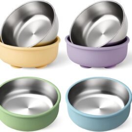 2025 New Baby Product Unbreakable Non-Slip Baby Food Bowls Removable Silicone Shell Stainless Steel Silicone Suction Kids Dining