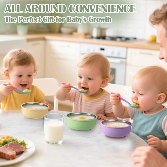 2025 New Baby Product Unbreakable Non-Slip Baby Food Bowls Removable Silicone Shell Stainless Steel Silicone Suction Kids Dining - Image 6