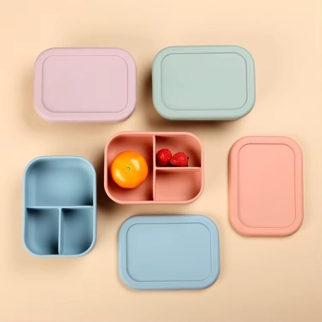 Silicone Bento Box Reusable 3 Compartment Silicone Bento Lunch Container for Adults - Image 5