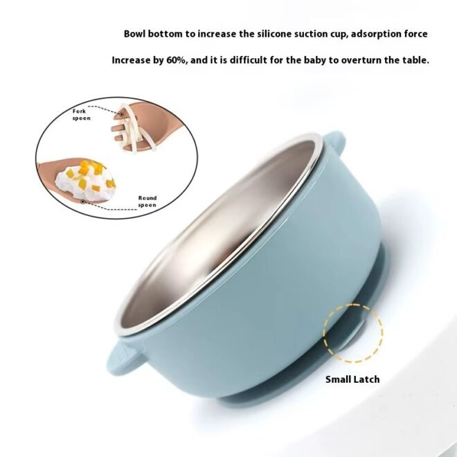 304 Stainless Steel Baby Kids Toddler Bowls Snack Container with Anti Scald Removable Silicone Suction Bowl - Image 5