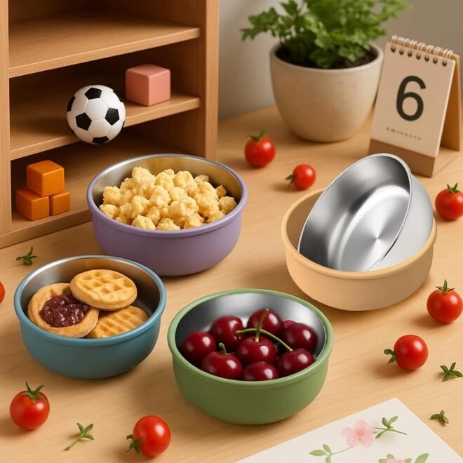 2025 New Baby Product Unbreakable Non-Slip Baby Food Bowls Removable Silicone Shell Stainless Steel Silicone Suction Kids Dining - Image 2